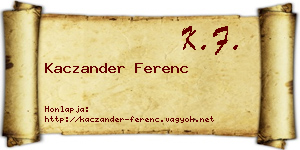 Kaczander Ferenc névjegykártya